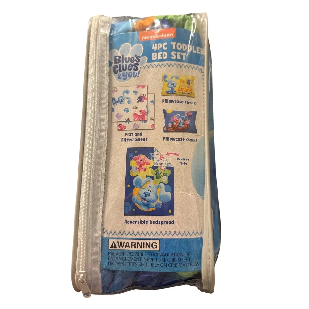 Blue's Clues & You Toddler 4 Piece Bed Set Nickelodeon Comforter Sheet Pillowcas